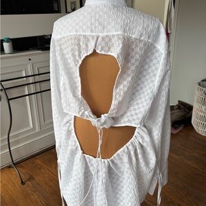 Cecilie Bahnsen White Open-Back Tunic with Cutouts